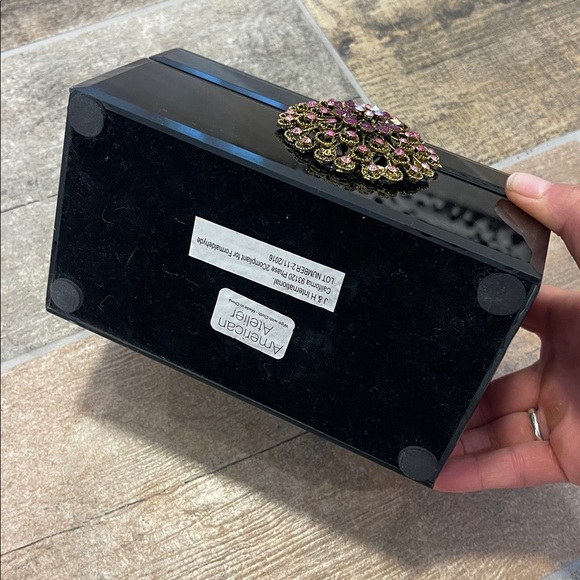 Black Jewelry Box with Pink and Gold Embellishment - Picture 3 of 6